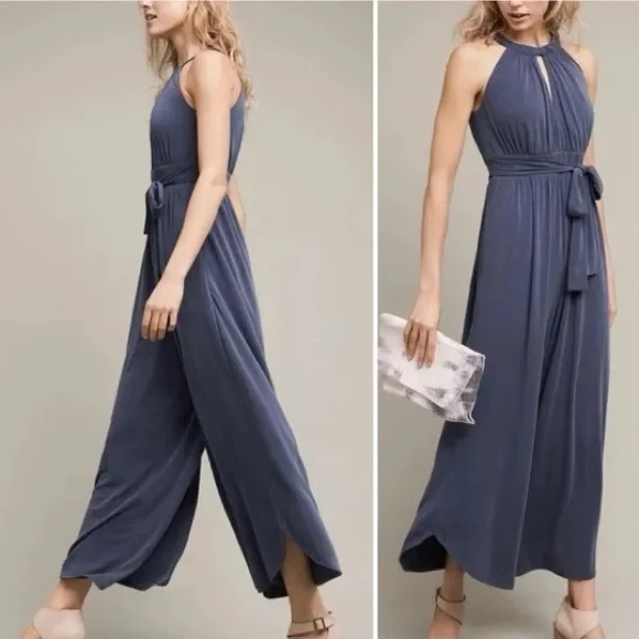 Anthropologie Moulinette Soeurs Eremita Blue Wide Leg Jumpsuit - Picture 1 of 5